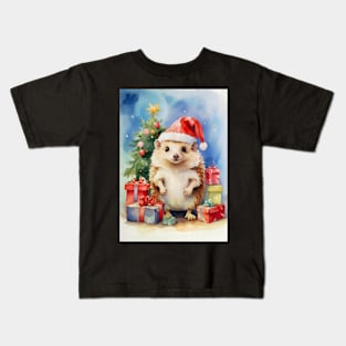 Christmas Hedgehog Watecolour Kids T-Shirt